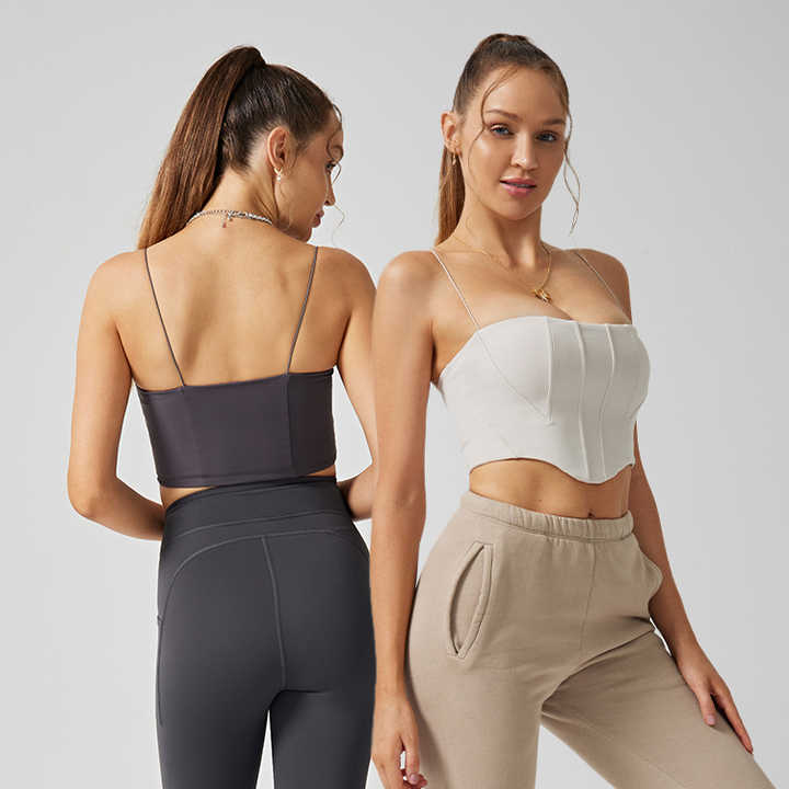 Women Fashion NY25027 Slim Fit Body Sleeveless Scoop Neckline Solid Color Contour Corset Crop Top for Party Dance Yoga Underwear