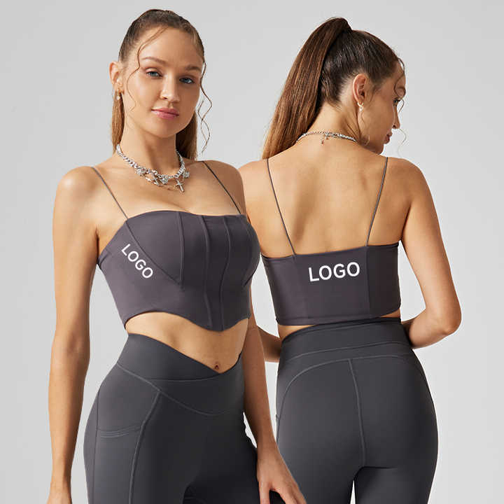 Women Fashion NY25027 Slim Fit Body Sleeveless Scoop Neckline Solid Color Contour Corset Crop Top for Party Dance Yoga Underwear
