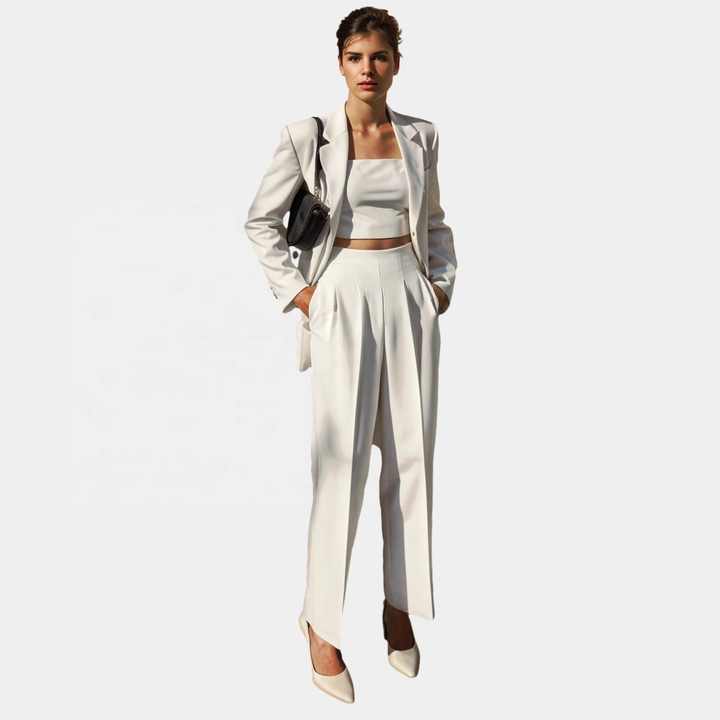 ODM Ladies Long Trousers Women Spring Autumn New Female Floor-length Beige Suits Pants Casual High Waist Loose Wide Leg Pants