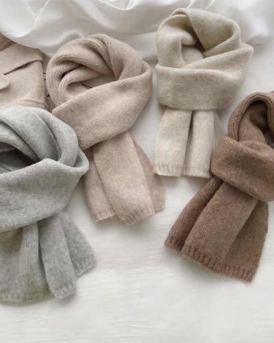 Women’s Winter Knitted Scarf New Korean Style Solid Color Soft and Warm Lazy Style Custom Logo Made Student Scarf Light