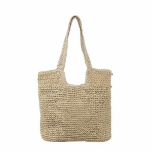 Hot Selling Straw Woven Open-Top Handheld Beach Bag for Women