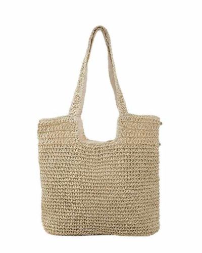 Hot Selling Straw Woven Open-Top Handheld Beach Bag for Women