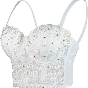 Explosive Models Women's Breathable Crop Top Sexy Lace Corset Halter Knitted Fabric Sustainable Party Lace Tops Para Mujer
