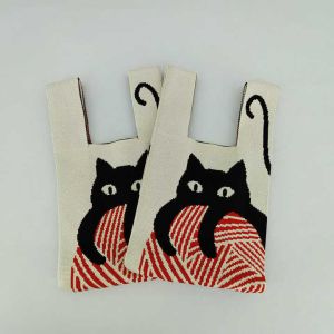 Women's Casual Style Crochet Mini Handbag Custom Knitting Tote Bag with Durable Polyester Lining Soft Fashionable Wristlets Bag
